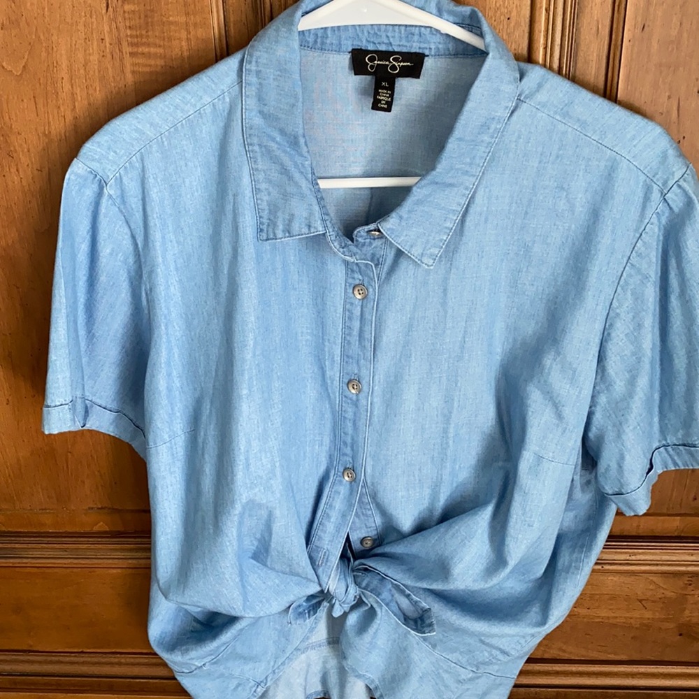 Jessica Simpson blue chambray top